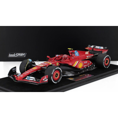 LOOKSMART FERRARI F1  SF-24 TEAM SCUDERIA FERRARI N 55 WINNER MEXICO GP 2024 CARLOS SAINZ - CON VETRINA - WITH SHOWCASE - RED WH