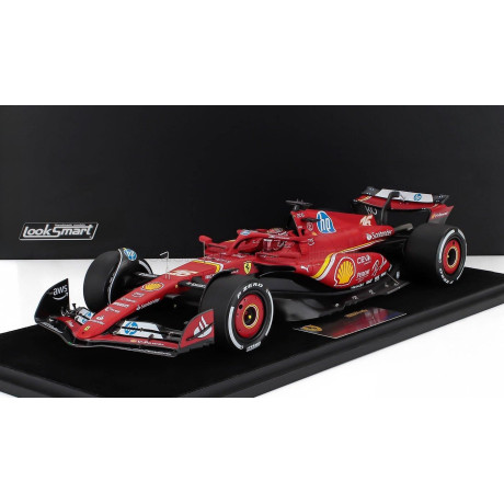 LOOKSMART FERRARI F1  SF-24 TEAM SCUDERIA FERRARI N 16 3rd ABU DHABI GP 2024 CHARLES LECLERC - CON VETRINA - WITH SHOWCASE - RED