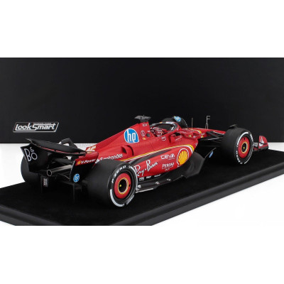 LOOKSMART FERRARI F1  SF-24 TEAM SCUDERIA FERRARI N 16 3rd ABU DHABI GP 2024 CHARLES LECLERC - CON VETRINA - WITH SHOWCASE - RED