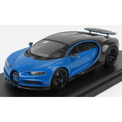 LOOKSMART BUGATTI CHIRON SPORT N 16 WING UP 2019 - GREY CARBON - FRENCH RACING BLUE 1/43