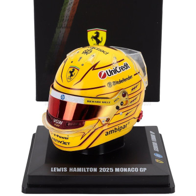 LOOKSMART BELL HELMET CASCO HELMET F1 LEWIS HAMILTON TEAM FERRARI HP N 44 MONACO GP 2025 - YELLOW RED 1/5