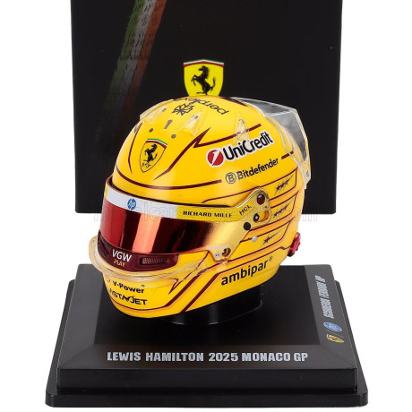 LOOKSMART BELL HELMET CASCO HELMET F1 LEWIS HAMILTON TEAM FERRARI HP N 44 MONACO GP 2025 - YELLOW RED 1/5