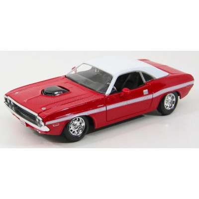 MAISTO DODGE CHALLENGER R/T COUPE 1970 - RED WHITE 1/24