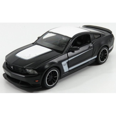 MAISTO FORD USA MUSTANG BOSS 302 COUPE 2012 - MATT BLACK WHITE 1/24