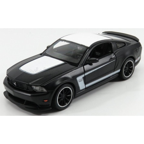 MAISTO FORD USA MUSTANG BOSS 302 COUPE 2012 - MATT BLACK WHITE 1/24