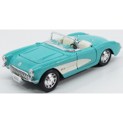 MAISTO CHEVROLET CORVETTE SPIDER 2-DOOR 1957 - TURQUOISE WHITE 1/24