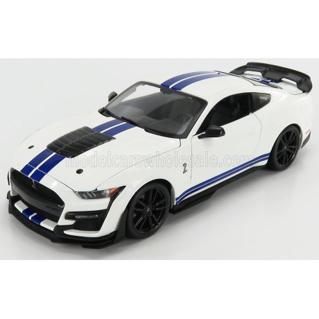 MAISTO FORD USA MUSTANG SHELBY GT500 COUPE 2020 - WHITE BLUE 1/18