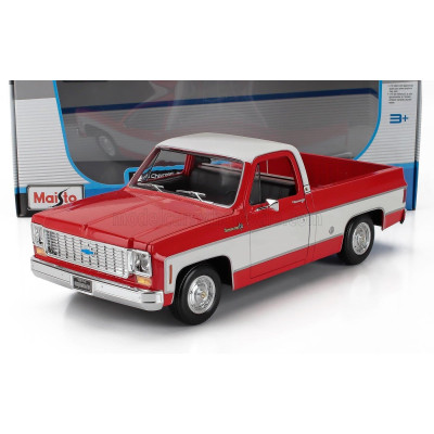 MAISTO CHEVROLET C-10 PICK-UP CHEYENNE SUPER 1974 - RED WHITE 1/18