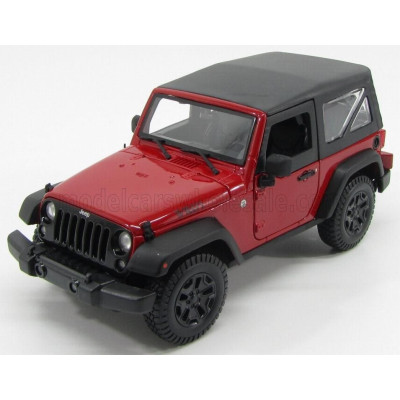 MAISTO JEEP WRANGLER WILLYS SOFT-TOP 2014 - RED BLACK 1/18