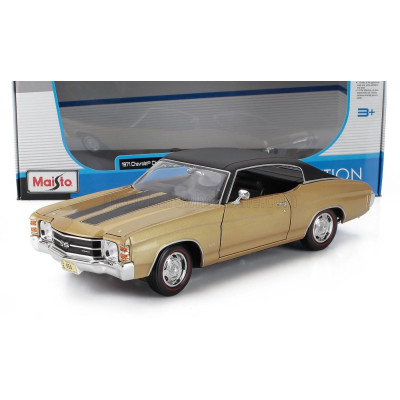 MAISTO CHEVROLET CHEVELLE SS 454 COUPE 1971 - GOLD MET BLACK 1/18