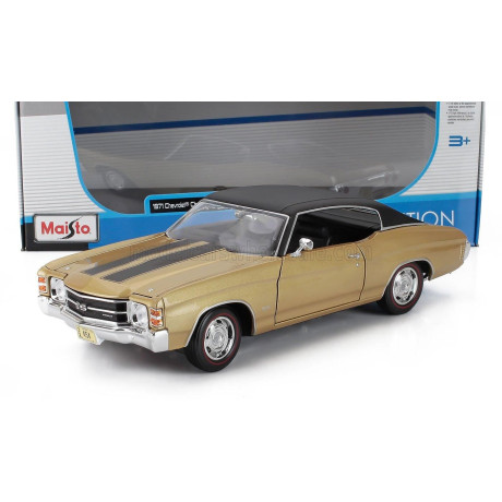 MAISTO CHEVROLET CHEVELLE SS 454 COUPE 1971 - GOLD MET BLACK 1/18