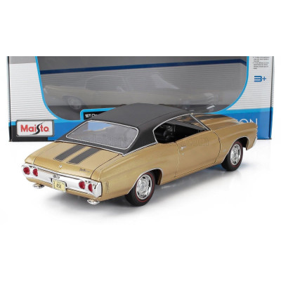 MAISTO CHEVROLET CHEVELLE SS 454 COUPE 1971 - GOLD MET BLACK 1/18