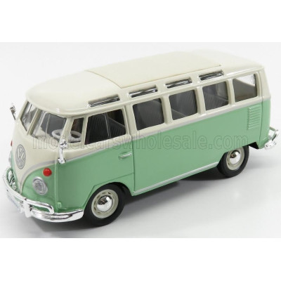 MAISTO VOLKSWAGEN T1 SAMBA MINIBUS 1962 - VERY LIGHT GREEN WHITE 1/25