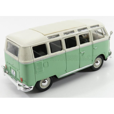 MAISTO VOLKSWAGEN T1 SAMBA MINIBUS 1962 - VERY LIGHT GREEN WHITE 1/25