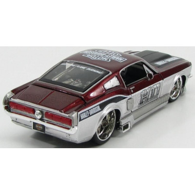 MAISTO FORD USA MUSTANG GT CUSTOM HARLEY-DAVIDSON 1967 - BORDEAUX MET SILVER 1/24