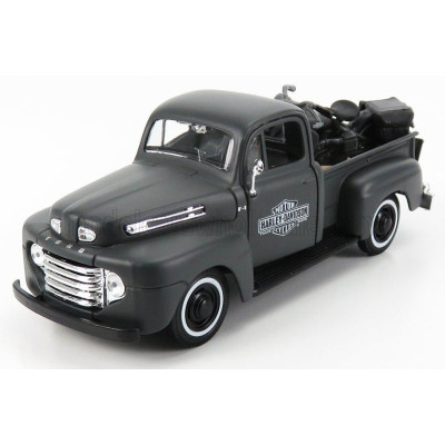 MAISTO FORD USA F-1 PICK-UP CUSTOM USA HARLEY-DAVIDSON 1948 + MOTORCYCLE HARLEY DAVIDSON WLA FLATHEAD 1942 - MATT GREY 1/24