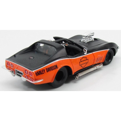 MAISTO CHEVROLET CORVETTE SPIDER HARLEY DAVIDSON CUSTOM 1970 - BLACK ORANGE 1/24