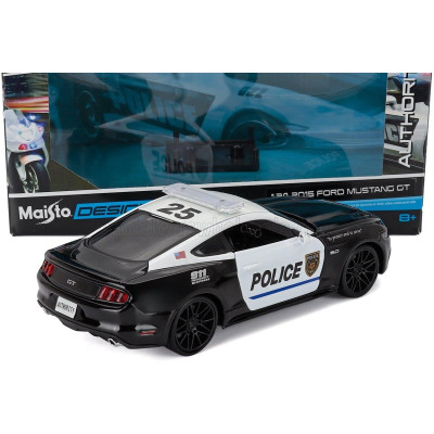 MAISTO FORD USA MUSTANG COUPE 5.0 GT HIGHWAY PATROL POLICE 2015 - BLACK WHITE 1/24