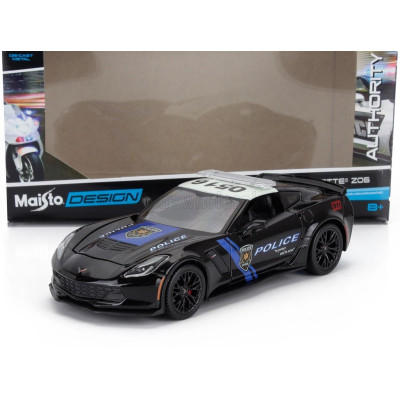MAISTO CHEVROLET CORVETTE Z06 C7 COUPE HIGHWAY PATROL POLICE 2015 - BLACK 1/24