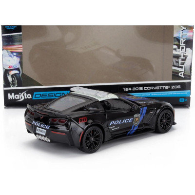 MAISTO CHEVROLET CORVETTE Z06 C7 COUPE HIGHWAY PATROL POLICE 2015 - BLACK 1/24