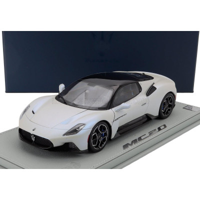 MASERATI MODELS MASERATI MC20 GLOSS BLACK ROOF 2020 - CON VETRINA - WITH SHOWCASE - BIANCO AUDACE - WHITE BLACK 1/18