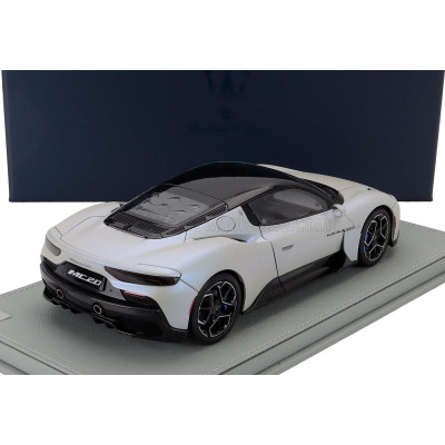 MASERATI MODELS MASERATI MC20 GLOSS BLACK ROOF 2020 - CON VETRINA - WITH SHOWCASE - BIANCO AUDACE - WHITE BLACK 1/18