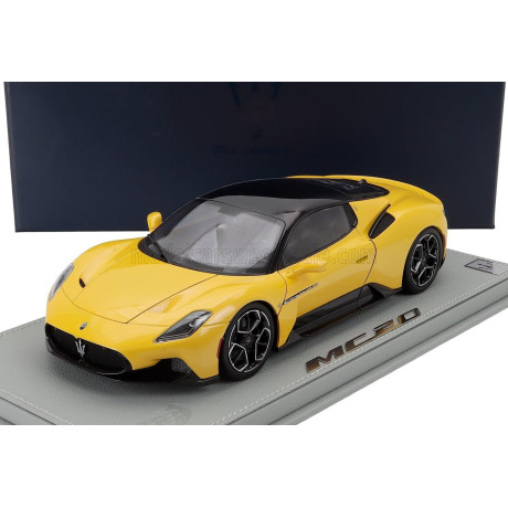 MASERATI MODELS MASERATI MC20 GLOSS BLACK ROOF 2020 - CON VETRINA - WITH SHOWCASE - GIALLO GENIO - YELLOW BLACK 1/18