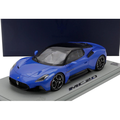 MASERATI MODELS MASERATI MC20 GLOSS BLACK ROOF 2020 - CON VETRINA - WITH SHOWCASE - BLU INFINITO - BLUE MET BLACK 1/18