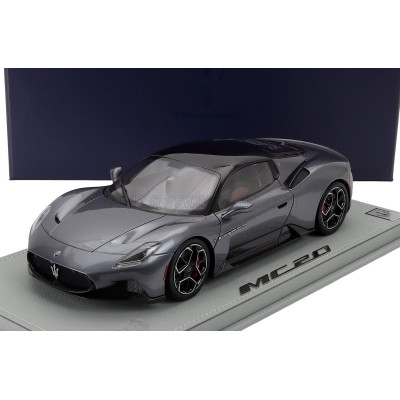 MASERATI MODELS MASERATI MC20 GLOSS BLACK ROOF 2020 - CON VETRINA - WITH SHOWCASE - GRIGIO MISTERO - GREY MET BLACK 1/18