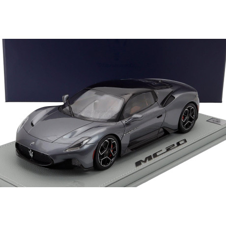 MASERATI MODELS MASERATI MC20 GLOSS BLACK ROOF 2020 - CON VETRINA - WITH SHOWCASE - GRIGIO MISTERO - GREY MET BLACK 1/18