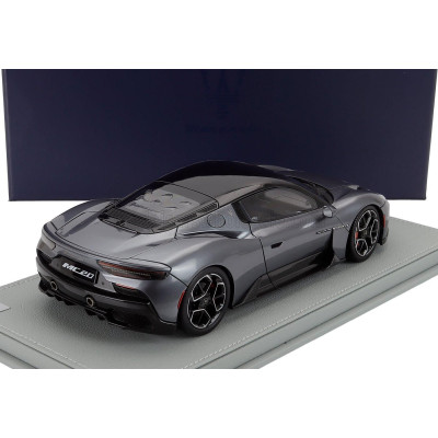 MASERATI MODELS MASERATI MC20 GLOSS BLACK ROOF 2020 - CON VETRINA - WITH SHOWCASE - GRIGIO MISTERO - GREY MET BLACK 1/18