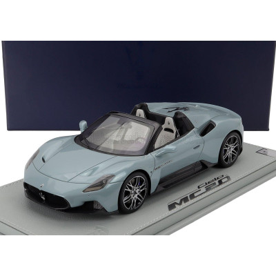 MASERATI MODELS MASERATI MC20 CIELO SPIDER 2022 - CON VETRINA - WITH SHOWCASE - ACQUAMARINA - LIGHT BLUE MET 1/18