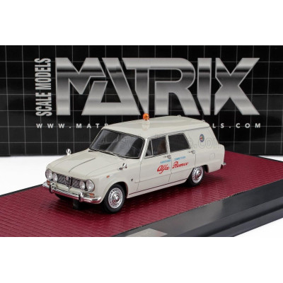 MATRIX SCALE MODELS ALFA ROMEO GIULIA SW STATION WAGON ALFA ROMEO ASSISTANCE COMPETITION 1967 - WHITE 1/43