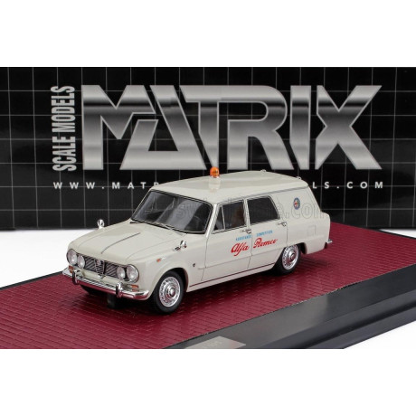 MATRIX SCALE MODELS ALFA ROMEO GIULIA SW STATION WAGON ALFA ROMEO ASSISTANCE COMPETITION 1967 - WHITE 1/43