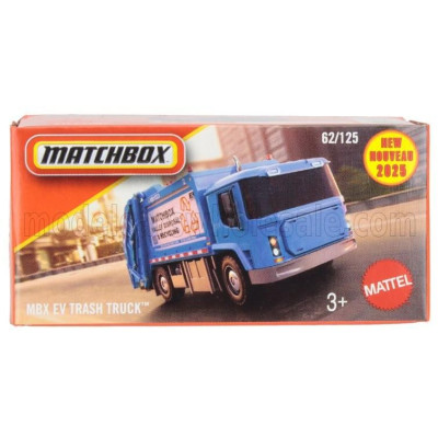 MATTEL HOT WHEELS TRUCK MBX EV TRUCK TRASPORTO RACCOLTA RIFIUTI URBANI 2-ASSI 2012 - BLUE 1/64