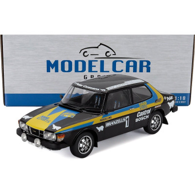 MCG SAAB 99 EMS N 1 RALLY SWEDEN 1977 PER EKLUND - BJORN CEDEBERG - BLACK YELLOW BLUE 1/18