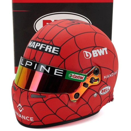 MINI HELMET BELL HELMET CASCO HELMET F1 A522 TEAM ALPINE BWT N 31 USA GP 2022 ESTEBAN OCON - SPIDER-MAN LIVERY TRIBUTE - RED BLU