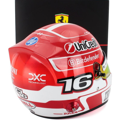 MINI HELMET BELL HELMET CASCO HELMET F1 CHARLES LECLERC TEAM FERRARI HP N 16 SEASON 2025 - RED WHITE 1/2