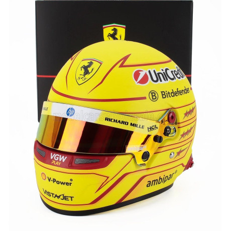 MINI HELMET BELL HELMET CASCO HELMET F1 LEWIS HAMILTON TEAM FERRARI HP N 44 SEASON 2025 - YELLOW 1/2
