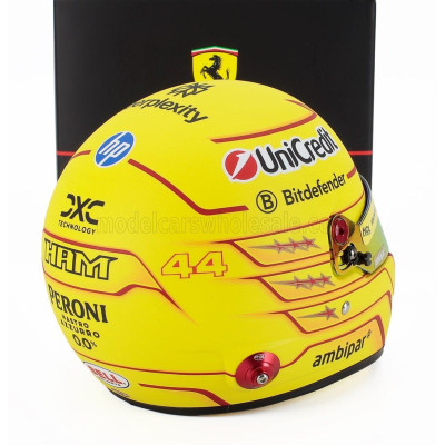 MINI HELMET BELL HELMET CASCO HELMET F1 LEWIS HAMILTON TEAM FERRARI HP N 44 SEASON 2025 - YELLOW 1/2
