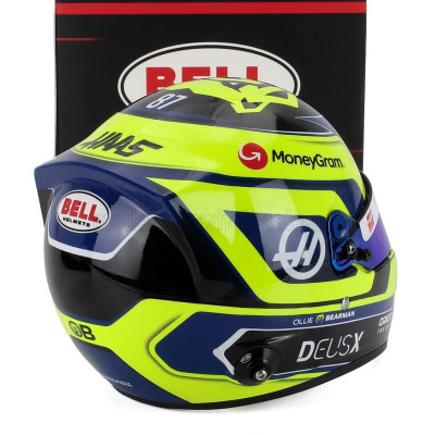 MINI HELMET BELL HELMET CASCO HELMET F1 OLIVER BEARMAN TEAM MONEYGRAM HAAS N 87 SEASON 2025 - YELLOW BLUE 1/2