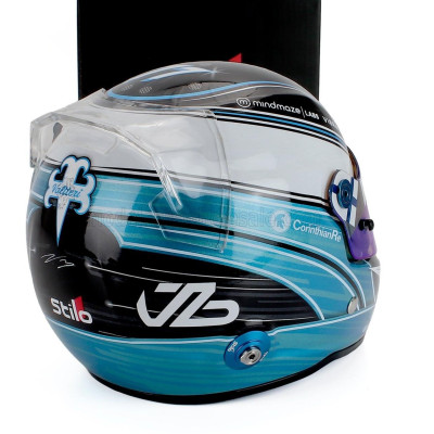 MINI HELMET STILO CASCO HELMET F1 VALTTERI BOTTAS TEAM ALFA ROMEO STAKE KICK N 77 SEASON 2023 - BLUE WHITE BLACK 1/2