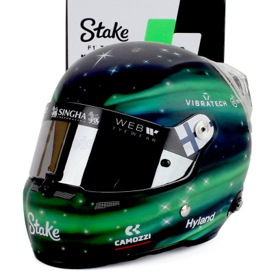 MINI HELMET STILO CASCO HELMET F1 VALTTERI BOTTAS TEAM STAKE KICK SAUBER N 77 SEASON 2024 - GREEN BLACK 1/2