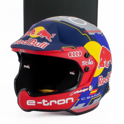 MINI HELMET STILO CASCO HELMET CARLOS SAINZ SR TEAM AUDI RS Q E-TRON E2 SPORT N 204 WINNER RALLY DAKAR 2024 - BLUE RED YELLOW 1/