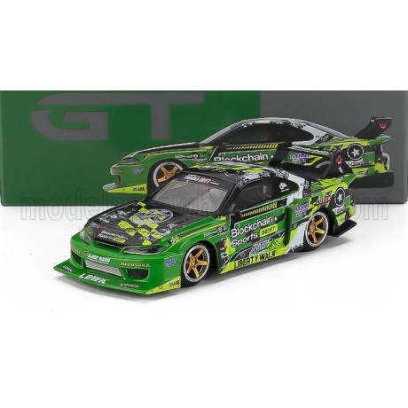 MINI GT NISSAN SILVIA (S15) LB SUPER SILHOUETTE N 555 V2 FORMULA DRIFT JAPAN RHD 2024 - GREEN BLACK 1/64