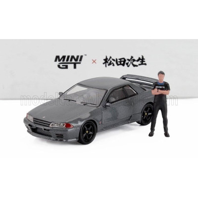 MINI GT NISSAN SKYLINE GT-R (R32) NISMO RHD 1992 WITH TSUGIO MATSUDA FIGURES - GREY MET 1/64