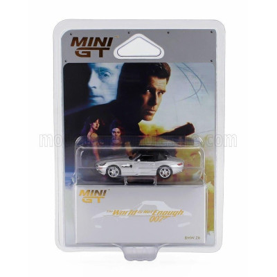MINI GT BMW Z8 SPIDER 1999 - 007 JAMES BOND - THE WORLD IS NOT ENOUGH - IL MONDO NON BASTA - ENGLISH BLISTER PACKAGING - SILVER