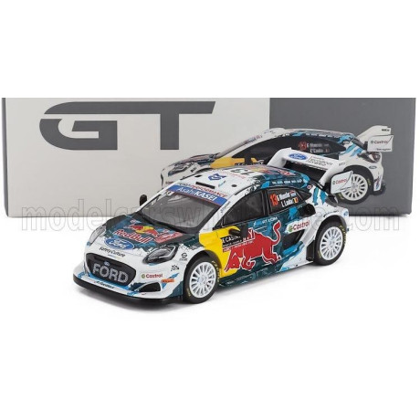 MINI GT FORD ENGLAND PUMA RALLY1 TEAM M-SPORT WRT N 13 RALLY MONTECARLO 2024 GREGOIRE MUNSTER - LOUIS LOUKA - WHITE BLUE YELLOW