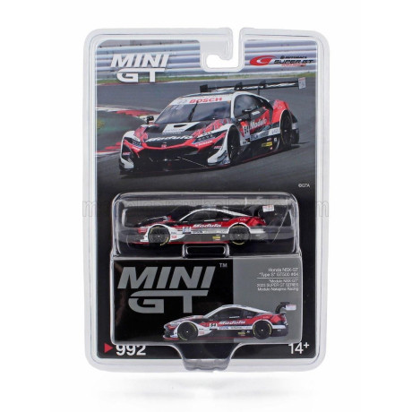 MINI GT HONDA NSX-GT TEAM MODULO NAKAJIMA RACING N 64 GT500 CLASS SUPER GT 2023 TAKUYA IZAWA - KAKUNISHIN OHTA - WHITE BLACK RED