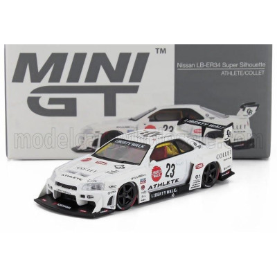 MINI GT NISSAN SKYLINE GT-R (R34) SUPER SILHOUETTE N 23 RACING ATHLETE COLLET RHD 2024 - WHITE 1/64